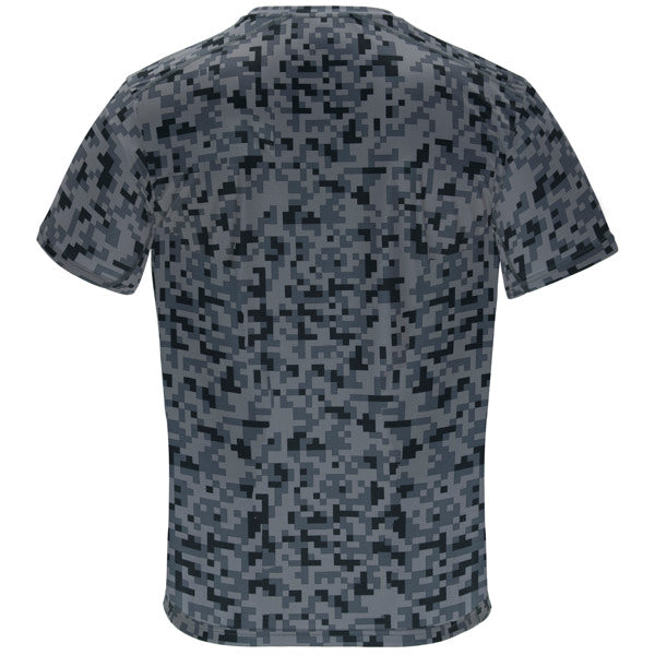 Roly Assen technical T-shirt in pixel black, rear view.
