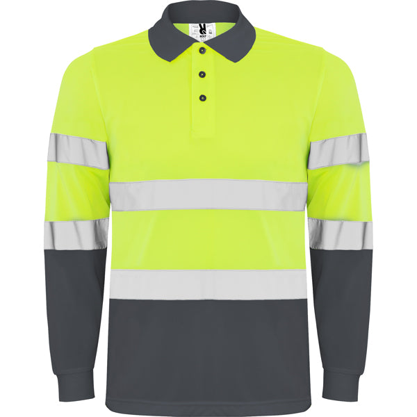 Roly Polaris L/S - High-Visibility Technical Polo - 170GSM Reflective Safety Shirt - Industrial Operations