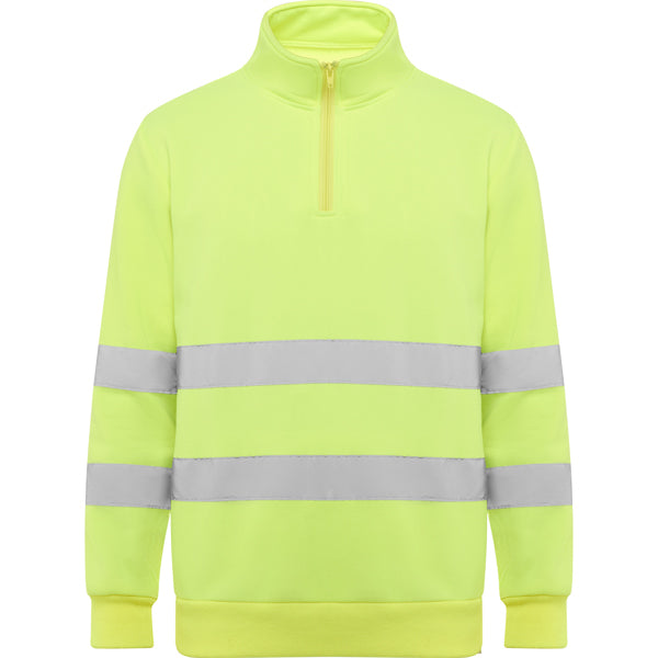 Roly Spica - Hi-Vis 1/4 Zip Sweatshirt - 280GSM Thermal Safety Fleece - Industrial Compliance