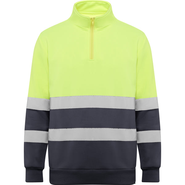Roly Spica - Hi-Vis 1/4 Zip Sweatshirt - 280GSM Thermal Safety Fleece - Industrial Compliance