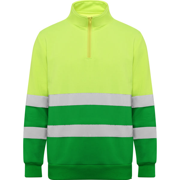 Roly Spica - Hi-Vis 1/4 Zip Sweatshirt - 280GSM Thermal Safety Fleece - Industrial Compliance