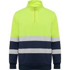 Roly Spica - Hi-Vis 1/4 Zip Sweatshirt - 280GSM Thermal Safety Fleece - Industrial Compliance