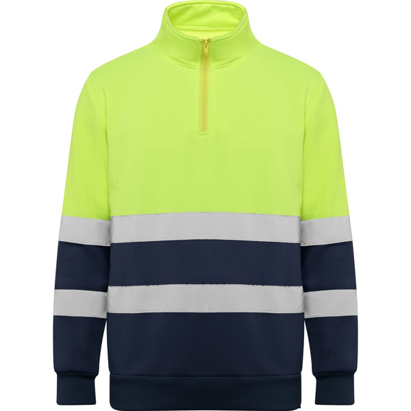 Roly Spica - Hi-Vis 1/4 Zip Sweatshirt - 280GSM Thermal Safety Fleece - Industrial Compliance