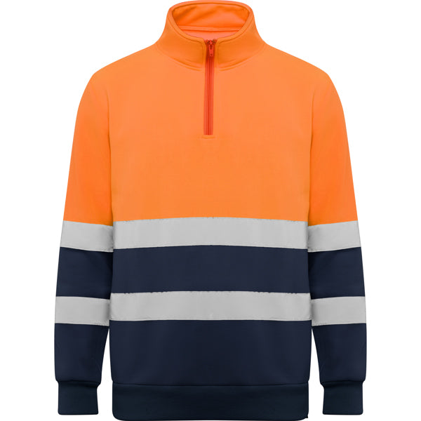 Roly Spica - Hi-Vis 1/4 Zip Sweatshirt - 280GSM Thermal Safety Fleece - Industrial Compliance
