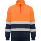 Roly Spica - Hi-Vis 1/4 Zip Sweatshirt - 280GSM Thermal Safety Fleece - Industrial Compliance