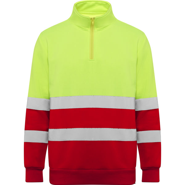 Roly Spica - Hi-Vis 1/4 Zip Sweatshirt - 280GSM Thermal Safety Fleece - Industrial Compliance