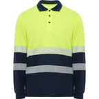 Roly VEGA LS - High-Visibility Long Sleeve Polo - Segmented Reflective Tape - Breathable Safety Workwear