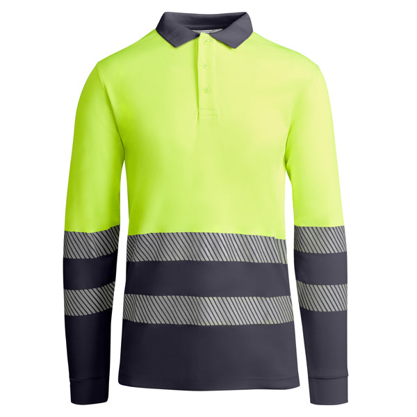 Roly Atrio LS - High Visibility Long Sleeve Polo - Segmented Tape & Cotton Blend