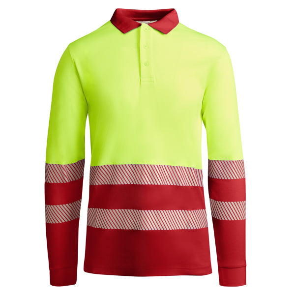 Roly Atrio LS - High Visibility Long Sleeve Polo - Segmented Tape & Cotton Blend