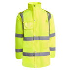 Roly Merak parka in fluorescent yellow, front view.