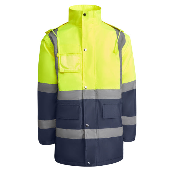 Roly MERAK - Waterproof High-Vis Parka - 395GSM Thermal Defense - Industrial Safety Gear